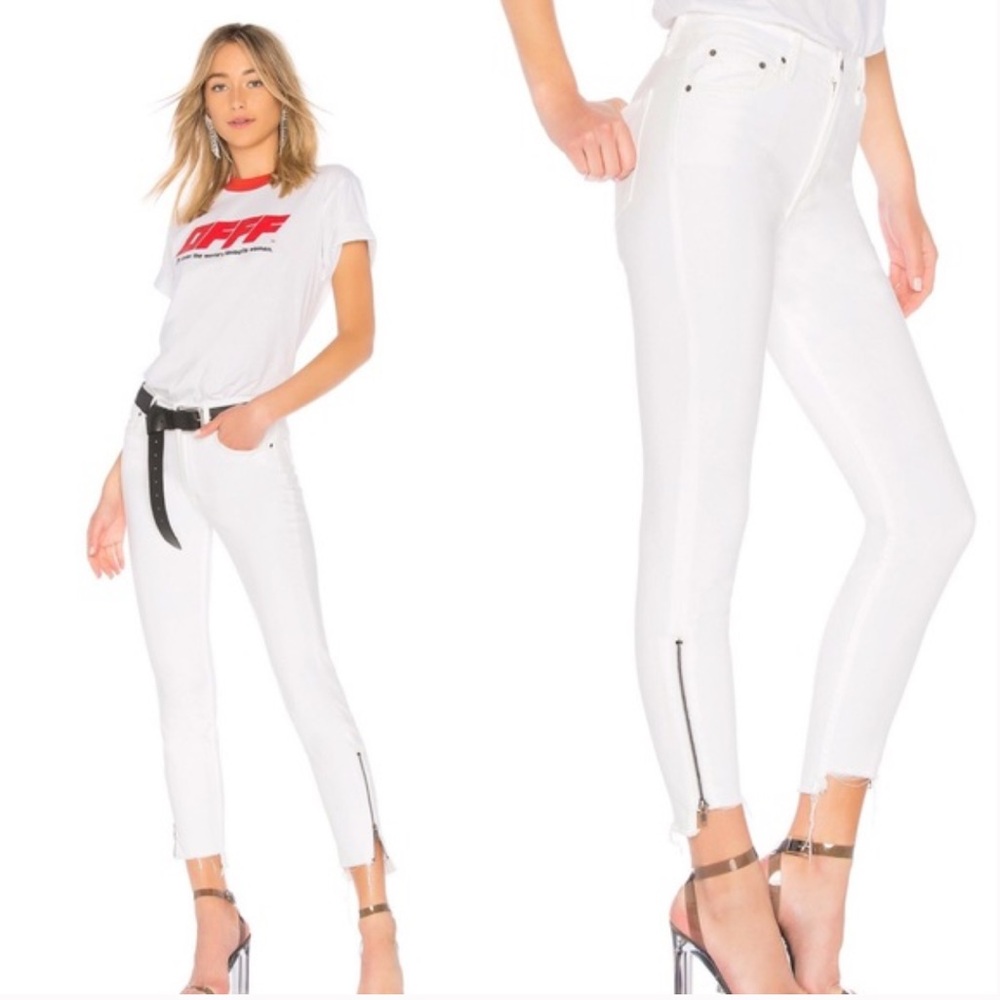 GRLFRND Kendall High Rise Zipper Jeans White Noise Size 25